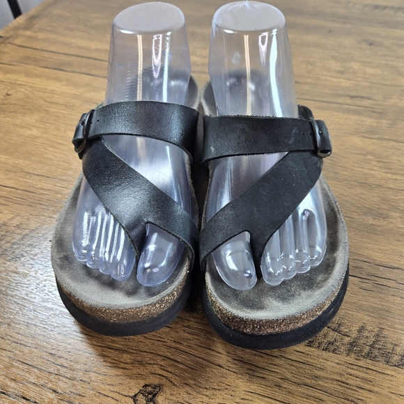 Mephisto Helen Black Toe Strap Thong Cork Sandals - Picture 9 of 12
